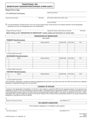 Traditional IRA Beneficiary Designation Form 2303T