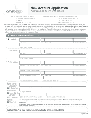 Contravisory Strategic Equity Fund New Account Application