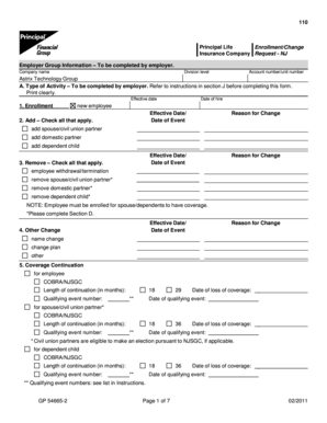 Principal Life Enrollment/Change Insurance Request - NJ