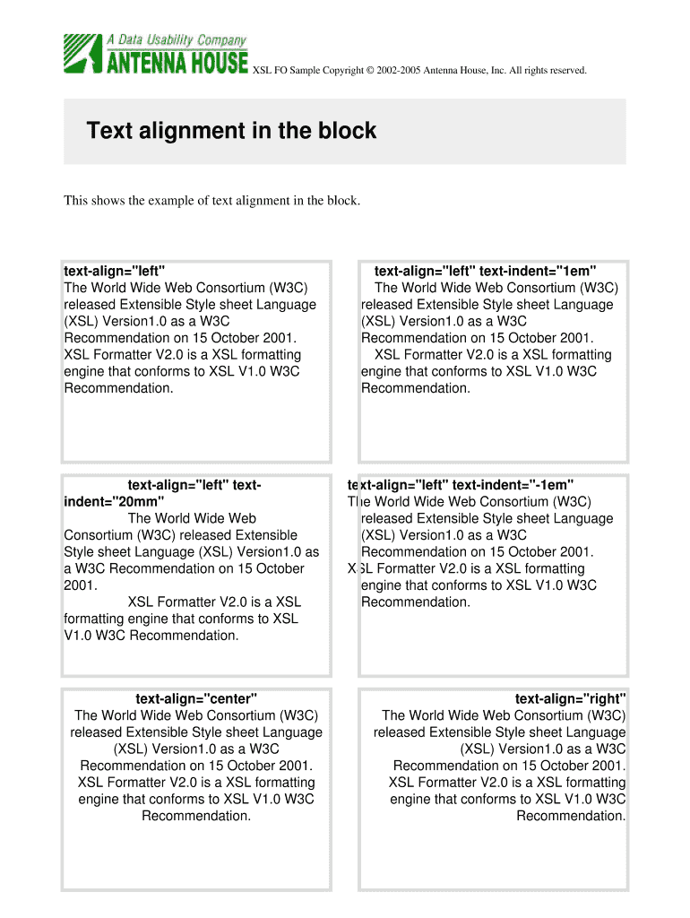 Fillable Online XSL FO Sample Copyright 20022005 Antenna House, Inc