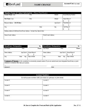 RiverLand Credit Union Name Change Form