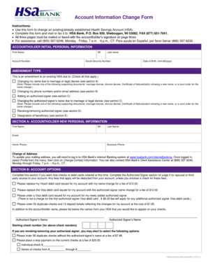 Health Savings Account Information Change Form