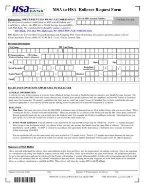 MSA to HSA Rollover Request Form