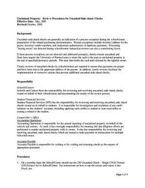 Letter of recommendation for tenure - Cash_Unclaimed Property Due Diligence Procedure Rev 100209 ... - finance upenn