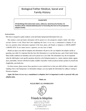 Biological Father Medical Social Family History Form