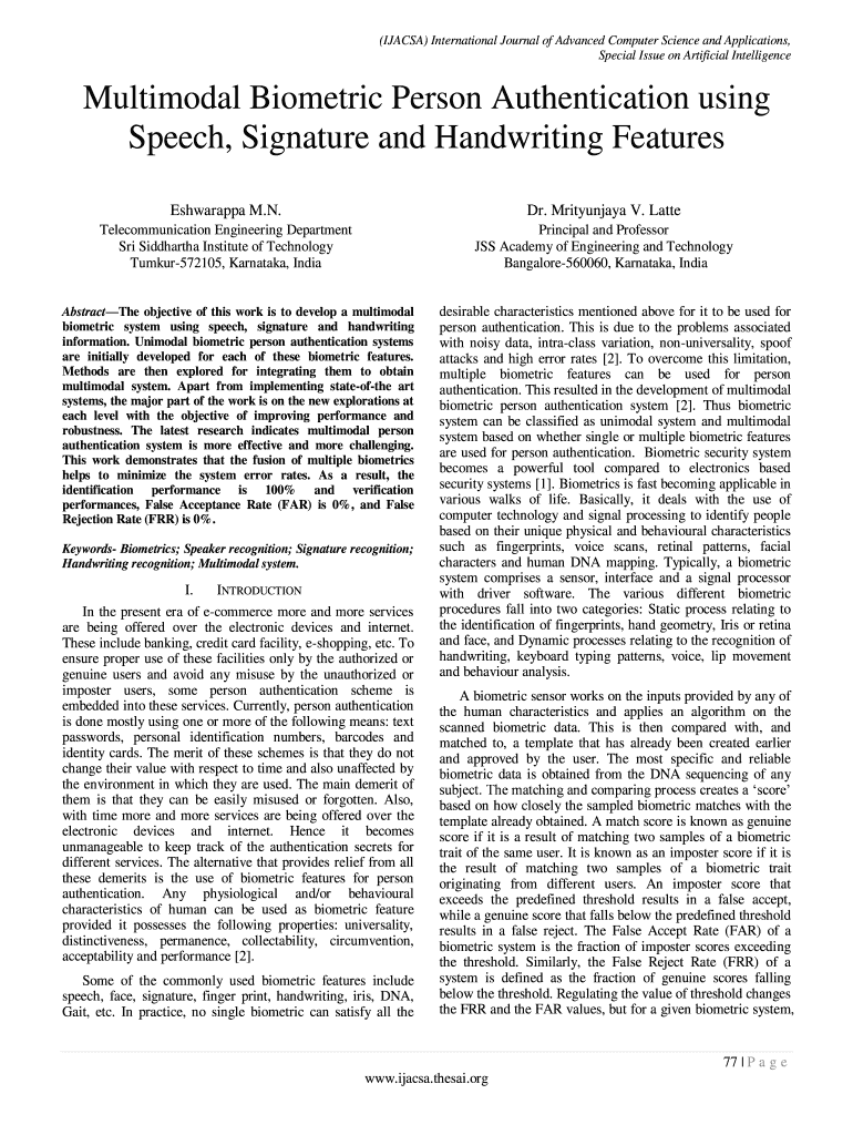 Multimodal Biometric Person Authentication using Preview on Page 1