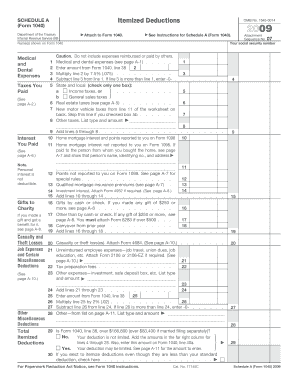 Schedule A 2009 Itemized Deductions
