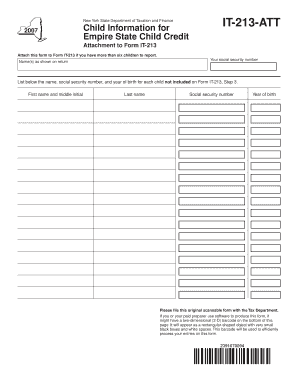 New York Empire State Child Credit Attachment