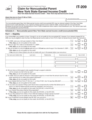New York State Noncustodial Parent IT-209 Form