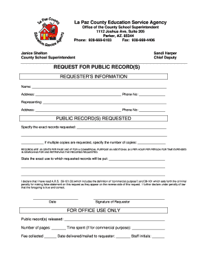 Arizona Public Record Request Form
