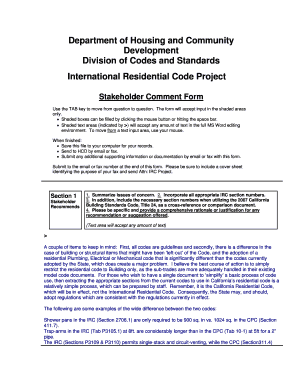 Stakeholder Comment Form