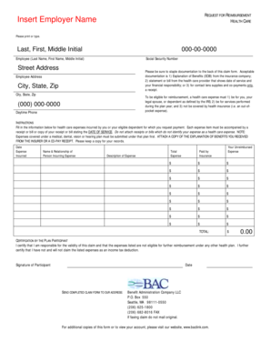 Health Care Reimbursement Form