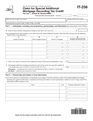 New York Mortgage Recording Tax Credit Form IT-256