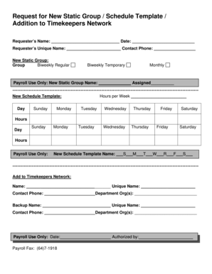 Request for New Static Group / Schedule Template / - med umich