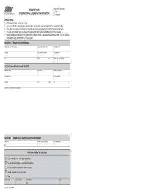 California DMV Occupational Licensing Request Form