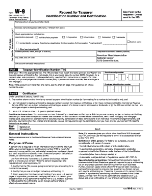 IRS Form W-9 Request for Taxpayer Identification Number and Certification