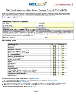 CUNYfirst Procurement User Access Request Form