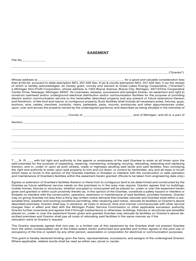 great lakes energy easement form Preview on Page 1