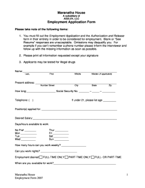 Sample Employment Application Form - Ad2Luv