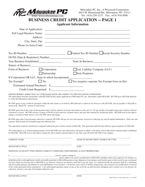 Business Credit Application