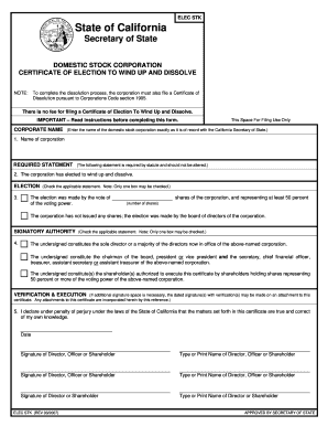 California Domestic Stock Corporation Dissolution Forms