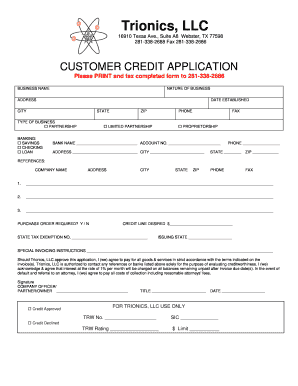 Customer Credit Application