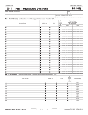 California Schedule EO (565) Pass-Through Entity Ownership