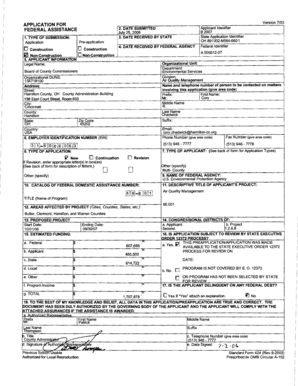 Federal Assistance Application Form