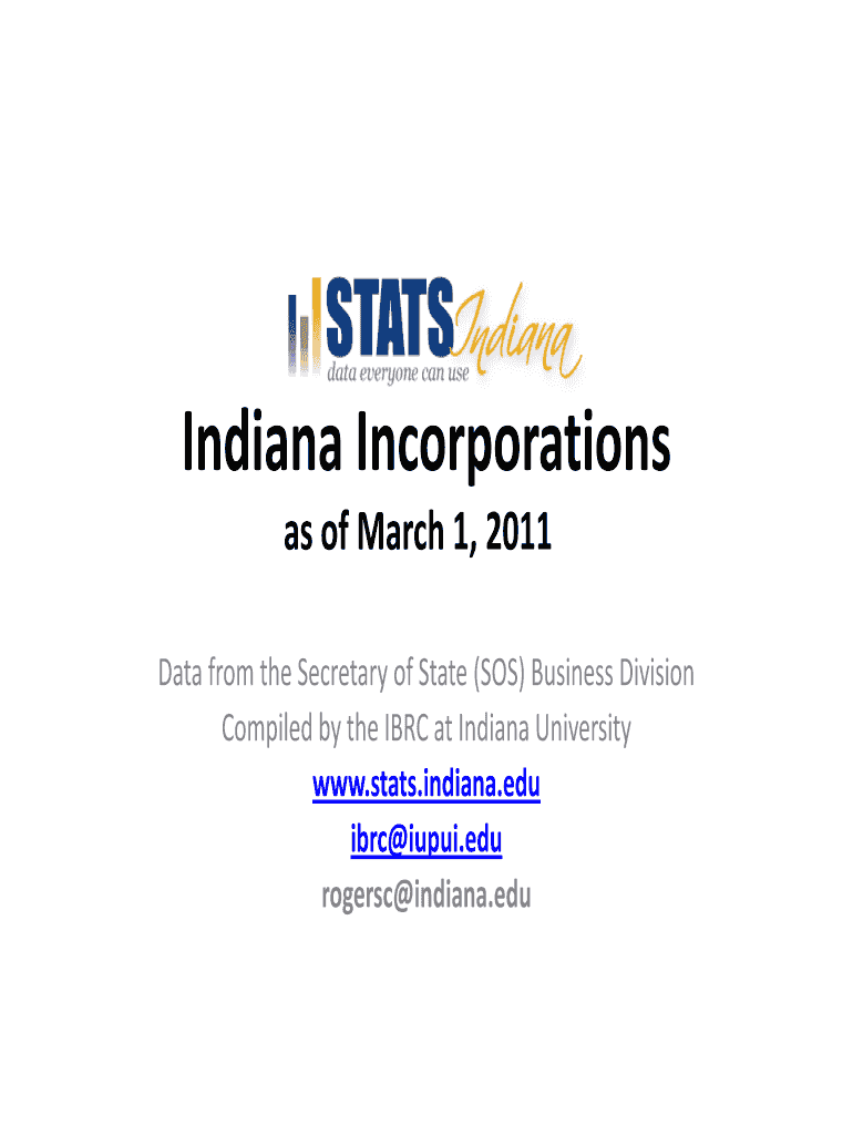 Indiana Incorporations Preview on Page 1