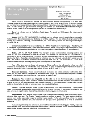 Bankruptcy Questionnaire