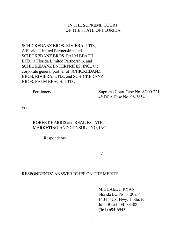 Respondents' Answer Brief on the Merits - law fsu Preview on Page 1