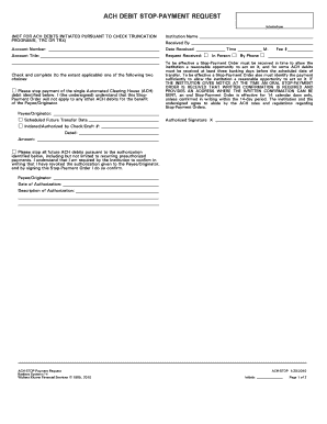 ACH Debit Stop-Payment Request