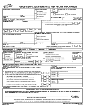 Flood Insurance Preferred Risk Policy Application