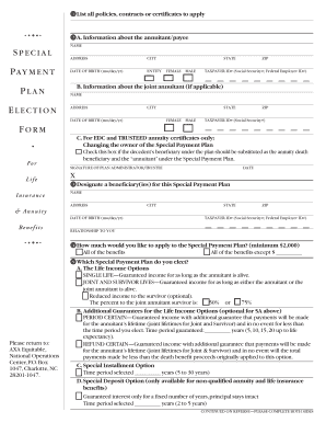 Special Payment Plan Application