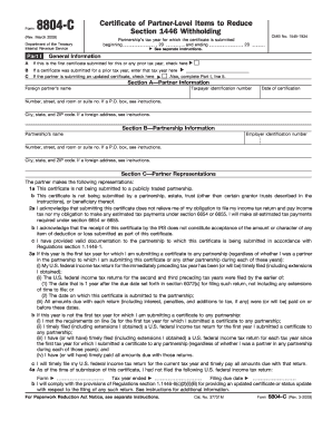 Form 8804-C Certificate