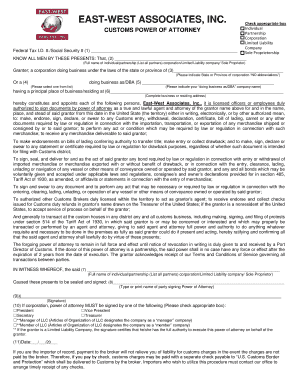 Customs Power of Attorney Form