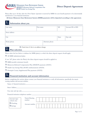 Minnesota Direct Deposit Agreement