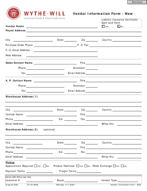 Vendor Information Form
