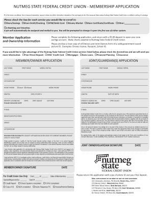 Nutmeg State Federal Credit Union Membership Application