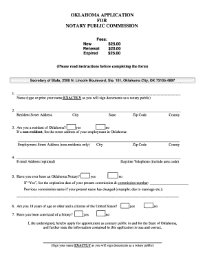 Oklahoma Notary Public Commission Application