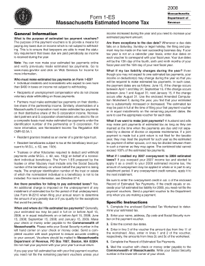 Massachusetts Estimated Income Tax Form 1-ES