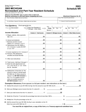 Michigan Nonresident and Part-Year Resident Schedule