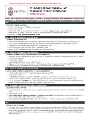 Brown Financial Aid Continuing Student Application