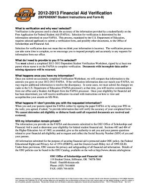 2012-2013 Financial Aid Verification Form