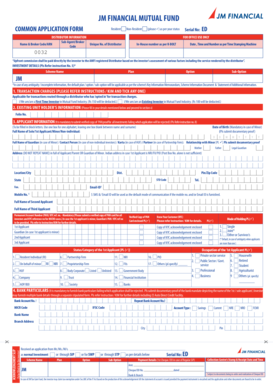 JM Financial Mutual Fund Application Form