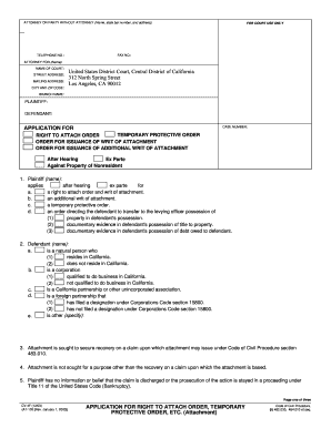 California Right to Attach Order