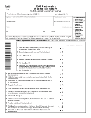 North Carolina D-403 Partnership Tax Return