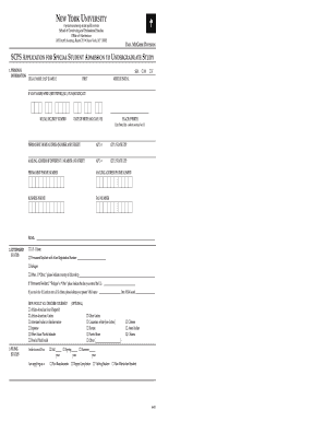 New York University Special Student Admission Form