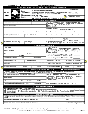 Texas Aboveground Storage Tank Registration Form