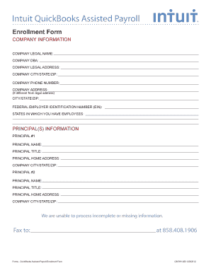QuickBooks Assisted Payroll Enrollment Form